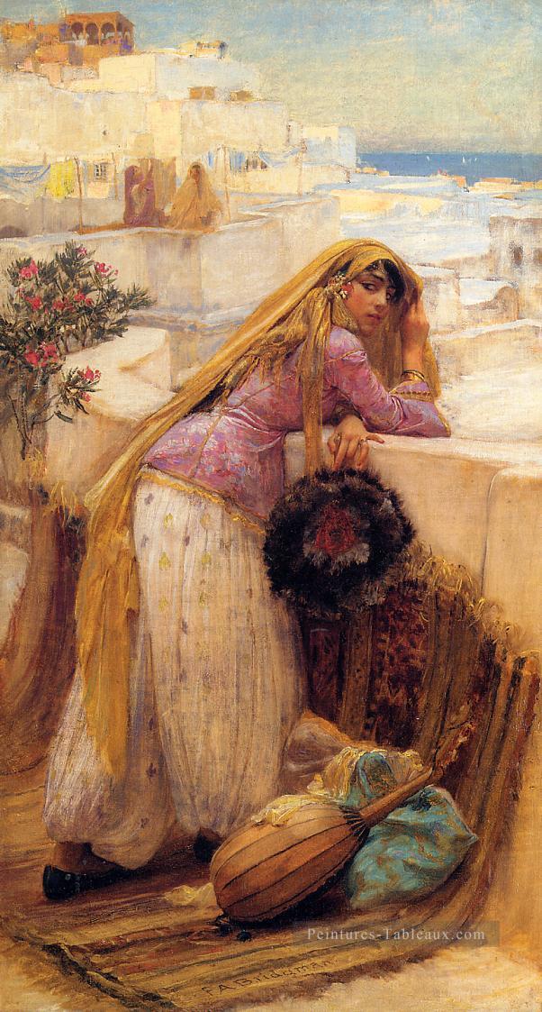Sur la terrasse Arabe Frederick Arthur Bridgman Peintures à l'huile